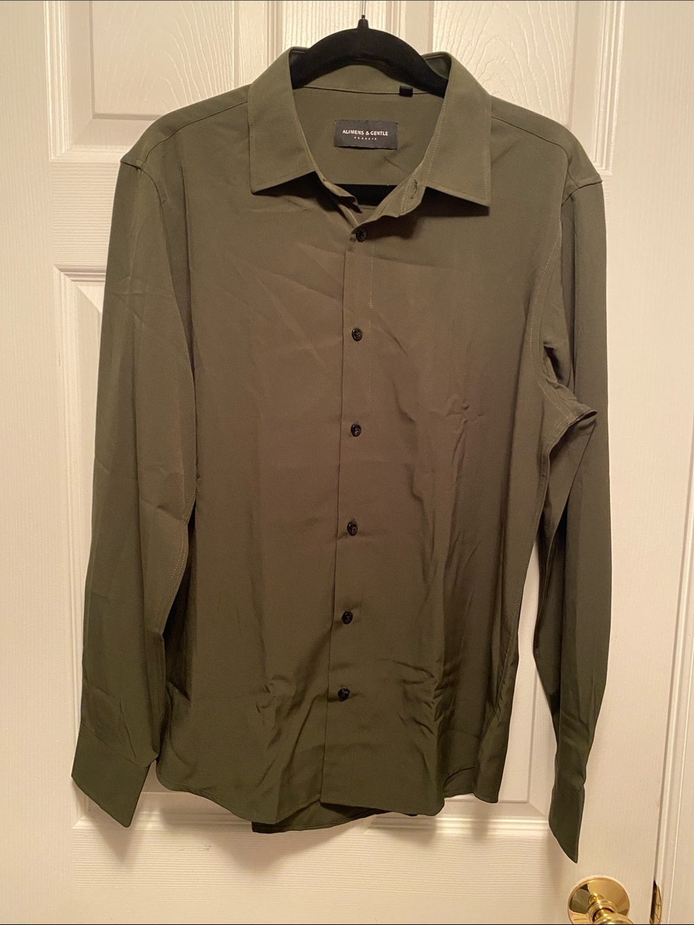 Alimens & Gentle Men’s Army Green Long Sleeve Button Down Shirt…size S